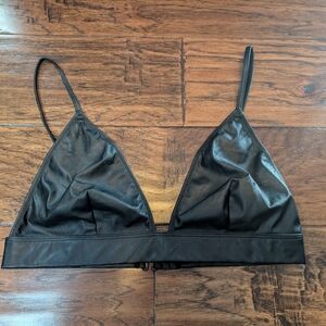 Free People Intimately Black Faux Leather Bralette Size Medium.